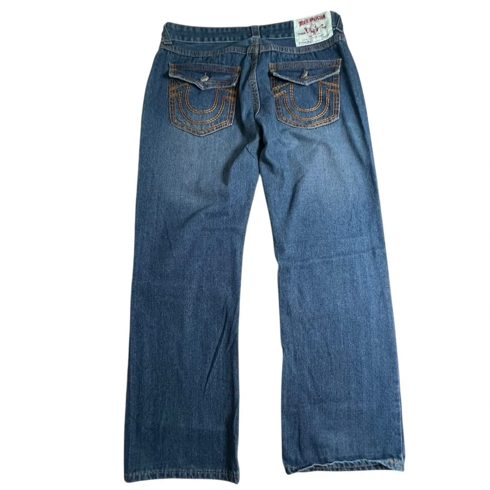 True Religion Mens 38X31 Billy Bootcut Flap Pocket‎ Relaxed Jeans Thick Stitch